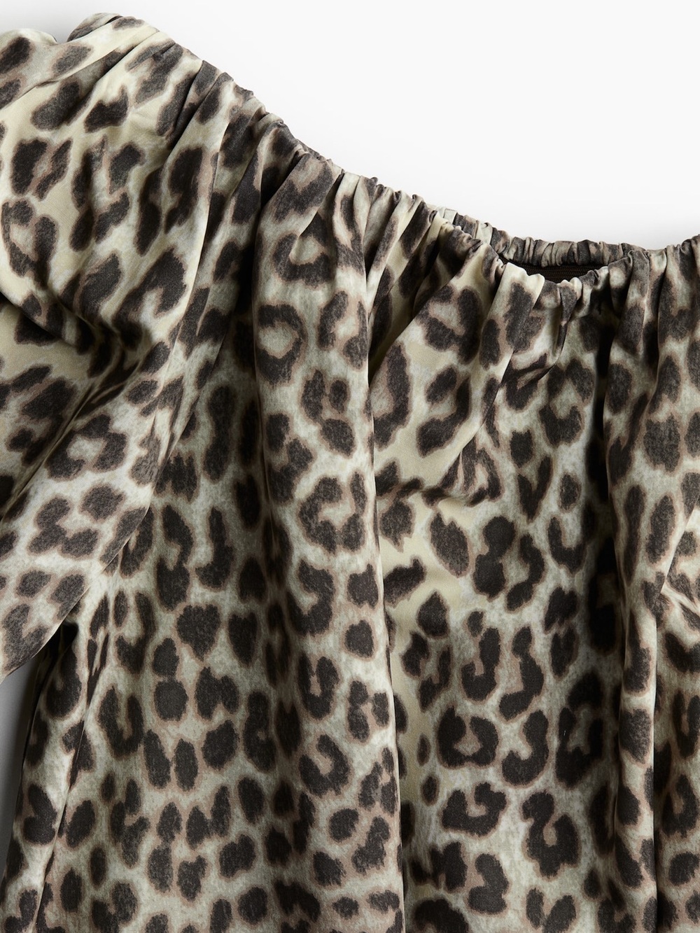 H&M Leopard Print Off-The-Shoulder Balloon Sleeve Dress - Picture 5 of 6